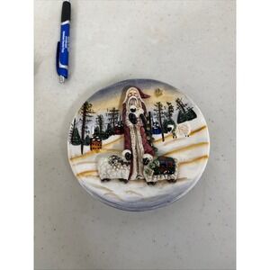 Ganz Santa Claus and Sheep‎ Plate Christmas Winter Scene Collectible Wall Decor